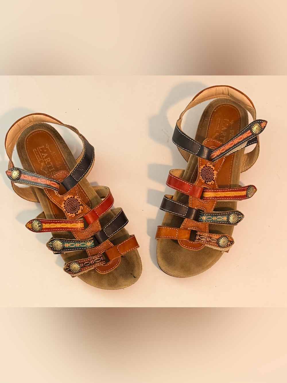 L'Artiste by Spring Step "Gipsy" Leather Gladiator Sandals - Size 37 (US 6.5-7)